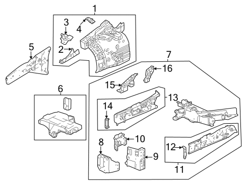 2024 Honda Pilot Structural Components & Rails Diagram