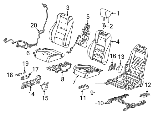 2022 Honda Accord Passenger Seat Components Diagram 3