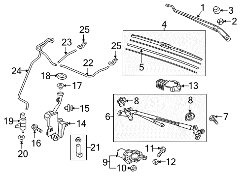 2022 Honda Pilot Wiper & Washer Components Diagram 2