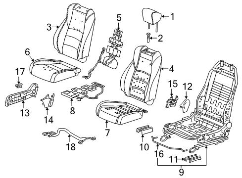 2022 Honda Accord Passenger Seat Components Diagram 2