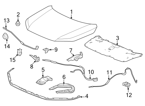 2023 Honda Pilot STAY, HOOD OPENER Diagram for 74145-T90-A00