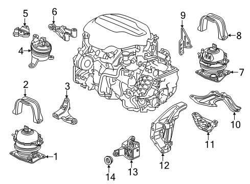 2022 Honda Ridgeline Engine & Trans Mounting Diagram