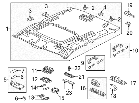 2022 Honda Ridgeline Interior Trim - Roof Diagram