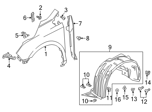 2023 Honda Odyssey Fender & Components Diagram