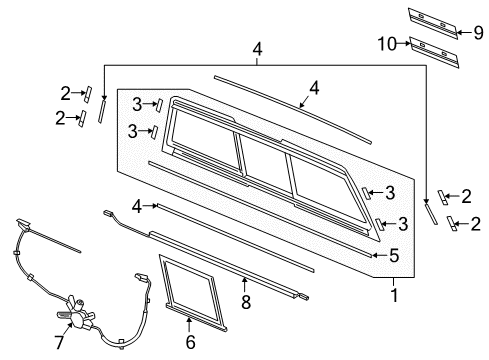 2023 Honda Ridgeline Glass & Hardware - Rear Body Diagram 2