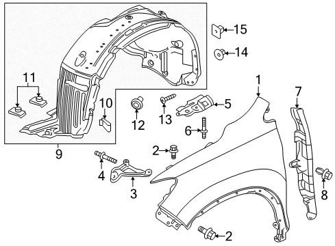 2022 Honda Ridgeline Fender & Components Diagram