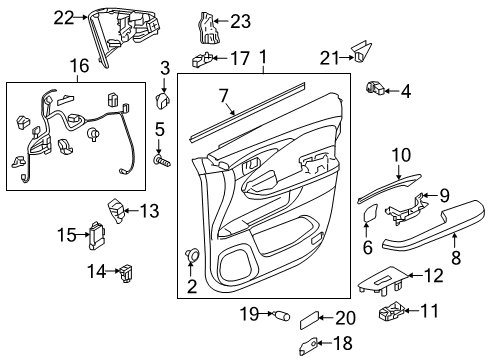 2023 Honda Ridgeline Interior Trim - Front Door Diagram