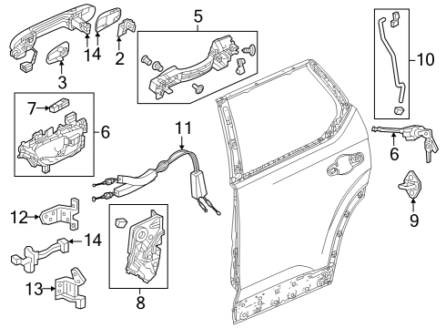 2023 Honda Pilot CHECKER, RR- DOOR Diagram for 72840-T90-A01