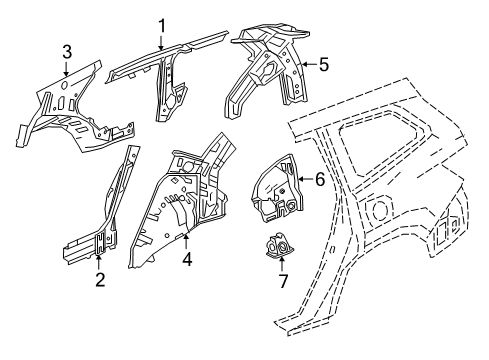 2022 Honda Pilot Inner Structure - Quarter Panel Diagram