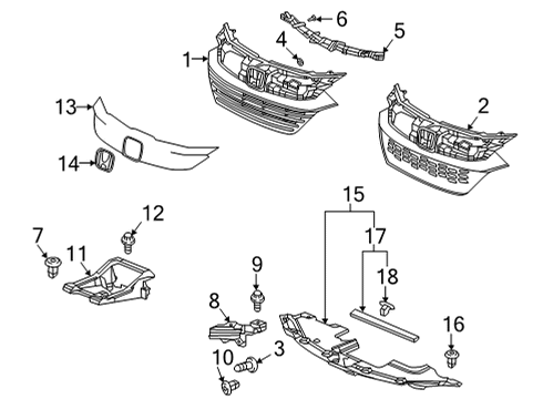 2022 Honda HR-V Grille & Components Diagram