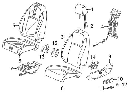 2023 Honda Civic Driver Seat Components Diagram 1