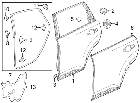 2023 Honda CR-V SKIN, L- RR- DOOR Diagram for 67651-3A0-A00ZZ