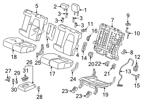 2022 Honda CR-V Hybrid Rear Seat Components Diagram 2