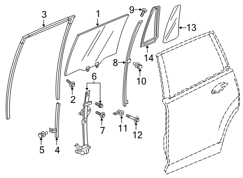 2023 Honda Passport Glass - Rear Door Diagram