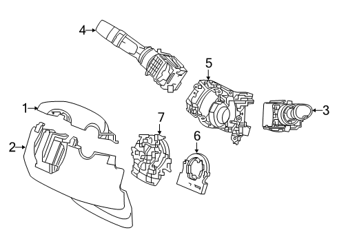 2023 Honda Ridgeline Shroud, Switches & Levers Diagram