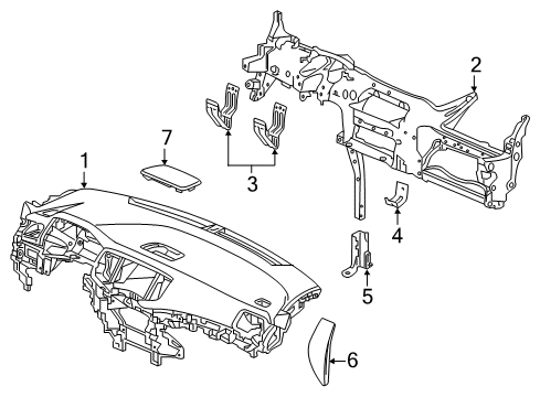 2022 Honda Ridgeline Cluster & Switches, Instrument Panel Diagram 1