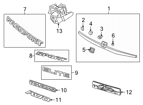 2022 Honda Passport EMB, RR- TRAILSPORT Diagram for 75732-TGS-A01