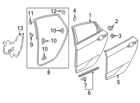 2022 Honda Civic WEATHERSTRIP, R- RR Diagram for 72810-T43-J01