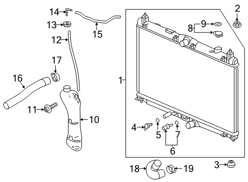 2022 Honda Insight Radiator & Components Diagram 1