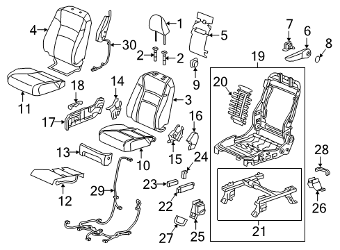 2023 Honda Ridgeline Passenger Seat Components Diagram 2