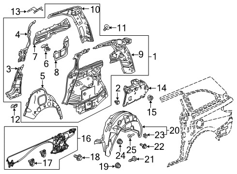 2024 Honda Odyssey Inner Structure - Side Panel Diagram