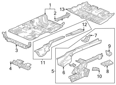 2023 Honda CR-V Hybrid Rear Floor & Rails Diagram 2