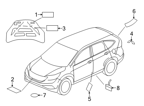 2022 Honda CR-V Hybrid Information Labels Diagram