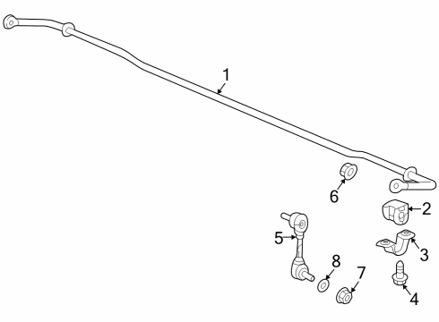 2023 Honda CR-V Hybrid Rear Suspension, Lower Control Arm, Upper Control Arm, Stabilizer Bar, Suspension Components Diagram 1