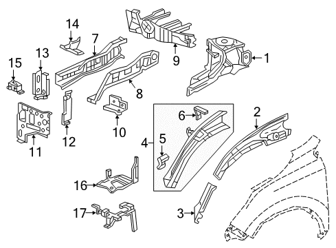 2022 Honda CR-V Hybrid Structural Components & Rails Diagram