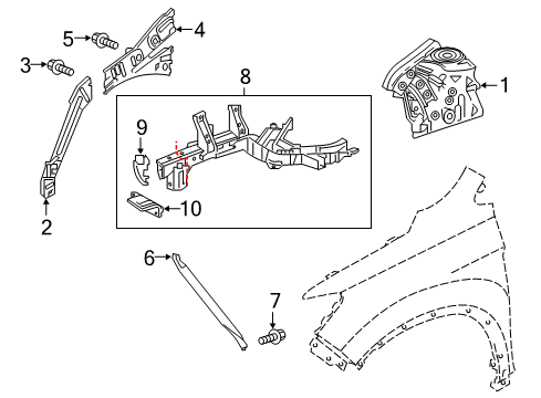 2022 Honda Pilot Structural Components & Rails Diagram