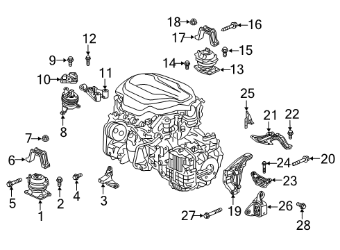 2022 Honda Passport Engine & Trans Mounting Diagram