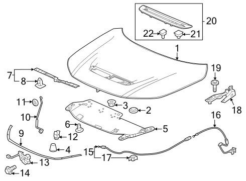 2023 Honda Civic GROM, HOOD OPEN STAY Diagram for 91604-T00-T01