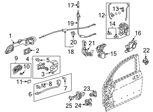 Cable, Right Front Inside Handle Diagram for 72131-SEA-023