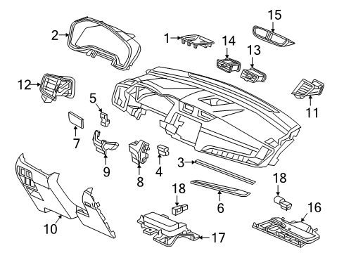 2022 Honda CR-V Hybrid Cluster & Switches, Instrument Panel Diagram 3