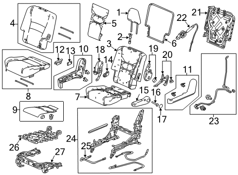 2022 Honda Pilot Second Row Seats Diagram 3