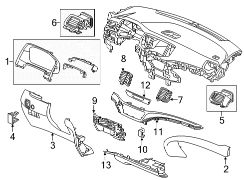 2022 Honda Ridgeline Cluster & Switches, Instrument Panel Diagram 3