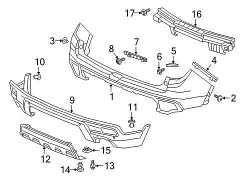 2023 Honda Passport W-FACE, RR- BUMPER Diagram for 04715-TGS-A50ZZ