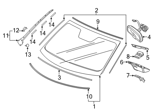 2021 Honda Ridgeline GLASS SET, FR Diagram for 73111-T6Z-A02