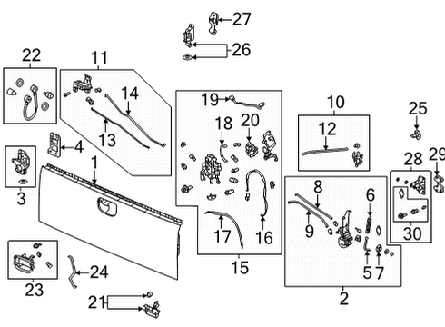 2022 Honda Ridgeline Gate & Hardware Diagram