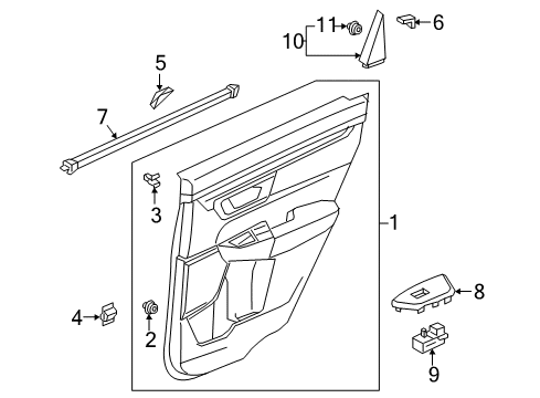 2022 Honda CR-V Hybrid Interior Trim - Rear Door Diagram