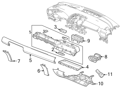 2023 Honda Pilot Cluster & Switches, Instrument Panel Diagram 2