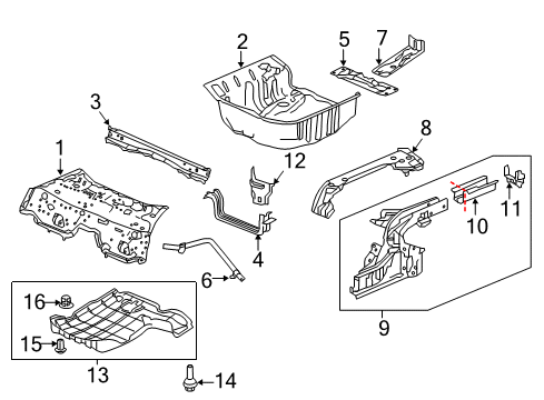 2022 Honda HR-V Rear Floor & Rails Diagram