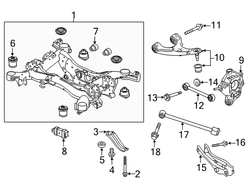 2022 Honda Pilot Rear Suspension, Lower Control Arm, Upper Control Arm, Stabilizer Bar, Suspension Components Diagram 3