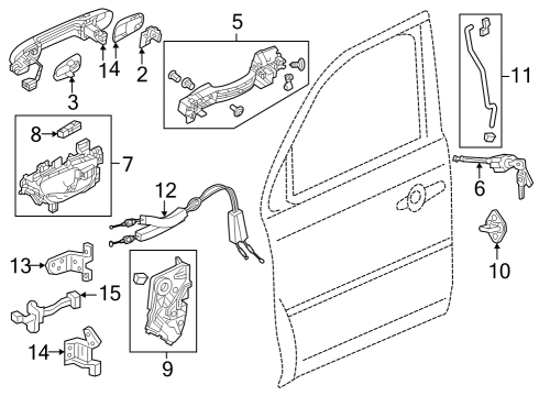 2023 Honda Pilot LATCH ASSY-, R- FR Diagram for 72110-TZB-G01