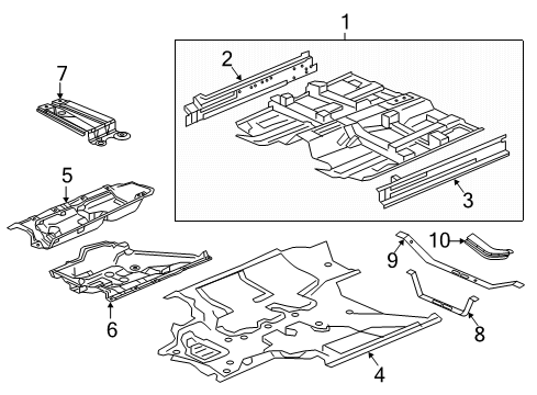 2022 Honda CR-V Hybrid Floor & Rails Diagram