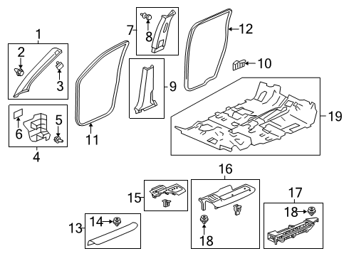 2022 Honda Passport Interior Trim - Pillars Diagram