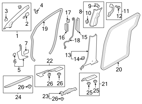 2021 Honda Odyssey SW ASSY-, RR- P/W Diagram for 35770-THR-A13