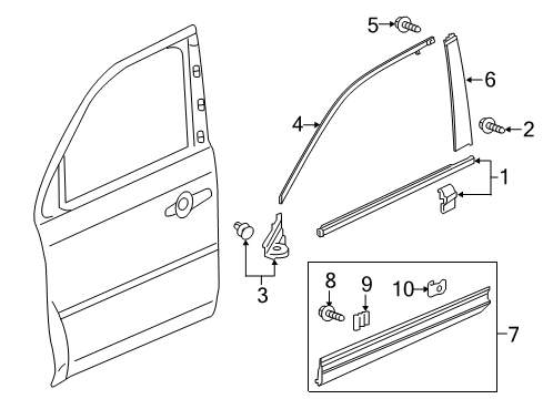 2022 Honda Pilot Exterior Trim - Front Door Diagram