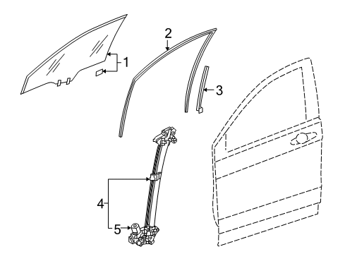 2022 Honda CR-V Hybrid Front Door Glass & Hardware Diagram 1