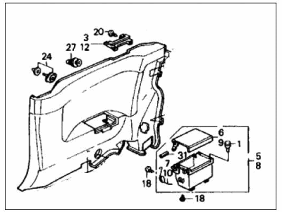 1989 Honda Accord Door Trim Panel - 83780-SG7-A10ZC